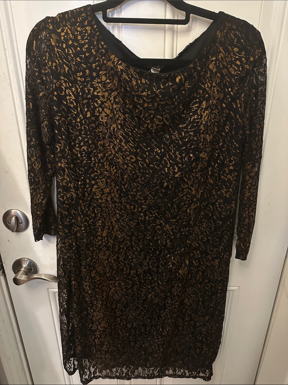 Black and Gold Shimmer Lace Overlay Women's Dress size L size Large NWT dress